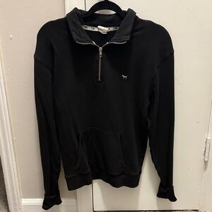 PINK Victoria's Secret Black Quarter-Zip Sweater
